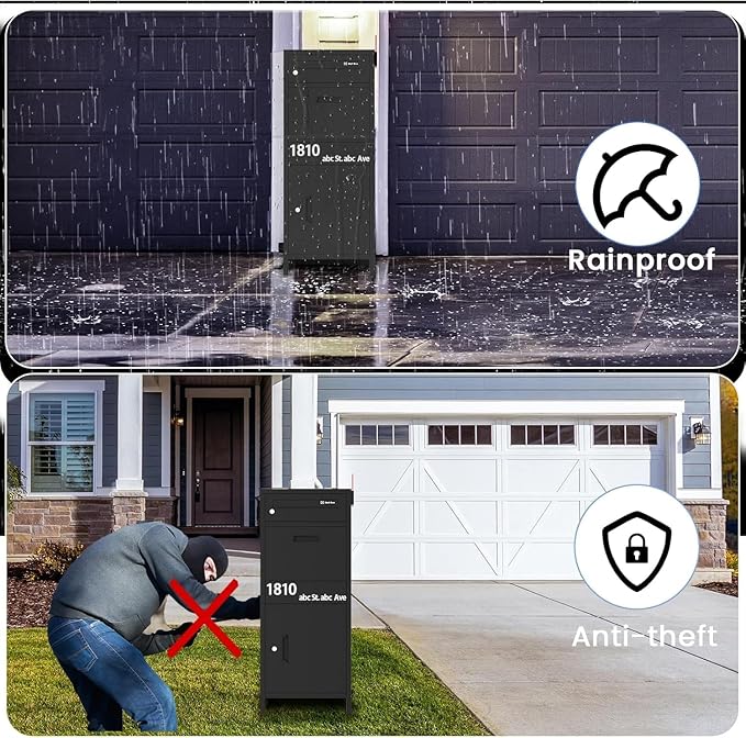 Package Delivery Boxes for Outside, Parcel Drop Boxes with Lock, Custom Address Stickers Package Drop Boxes for Outside is Weatherproof,Package Delivery Box for Porch,No Installation(15*18*43.5 in)