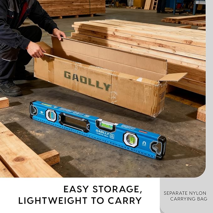 6-Piece Spirit Level Set (12", 16", 20", 24", 32", 40"), Level Set with Magnetic Torpedo, 45°/90°/180°Bubbles Measuring, Aluminium Alloy Levels, Open Top View Design