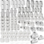 TAISHER 99PCS 304 Stainless Steel Pipe Fitting Kit，Coupling，Nipple，Bushing，Reducer Adapter，Reducer Nipple，90 Degree Elbow，Plug，Cap，Tee，NPT Thread Pipe Adapter Fitting