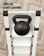 Taranta 4 Step Ladder, Lightweight Aluminum Step Stool with Convenient Handgrip, Folding Ladder with Anti-Slip Pedals, 330lbs Capacity Stepladder for Home, Office, Kitchen - White