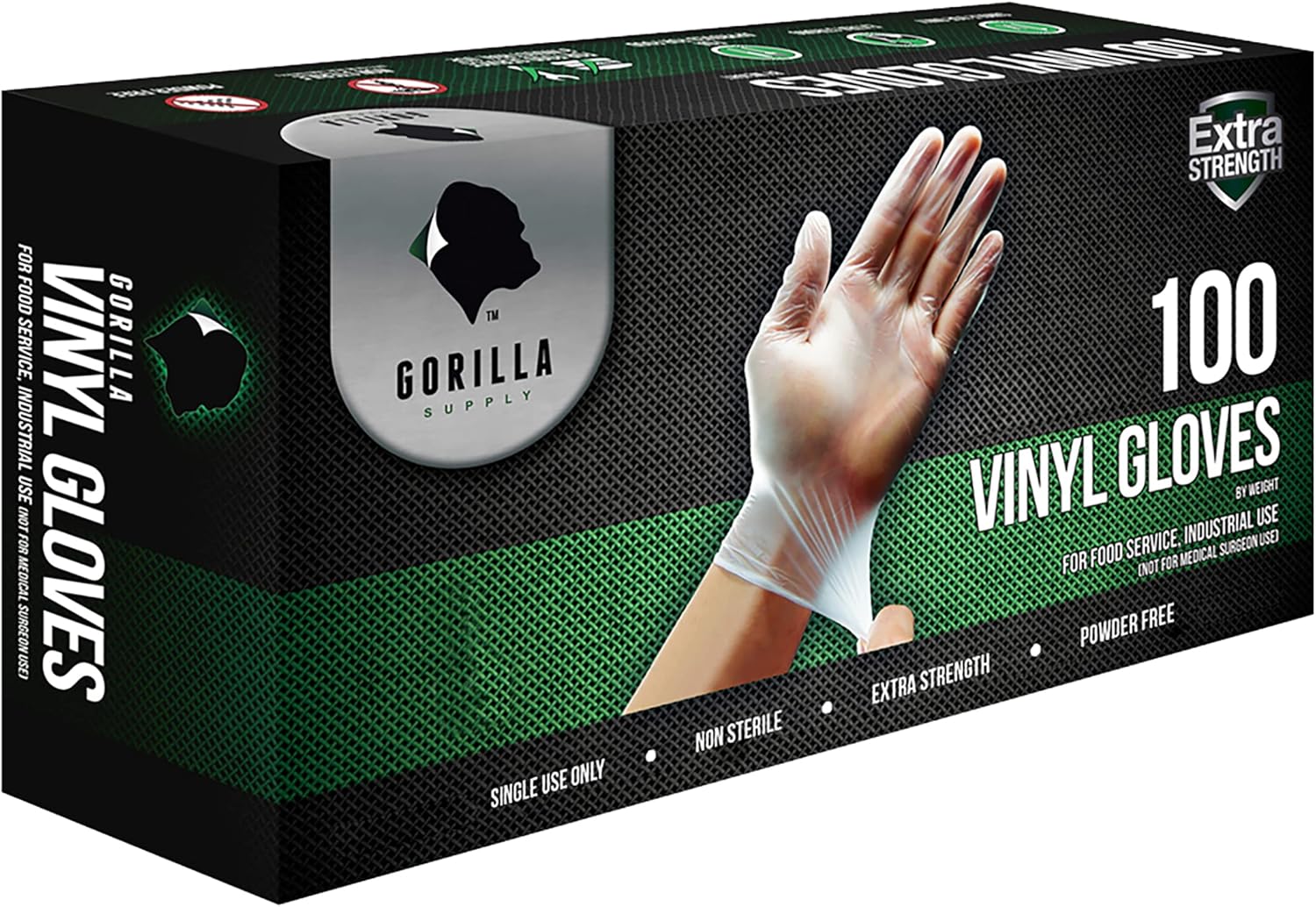 GORILLA SUPPLY Large Vinyl Gloves, Clear, Unisex, Disposable, 1000 Count