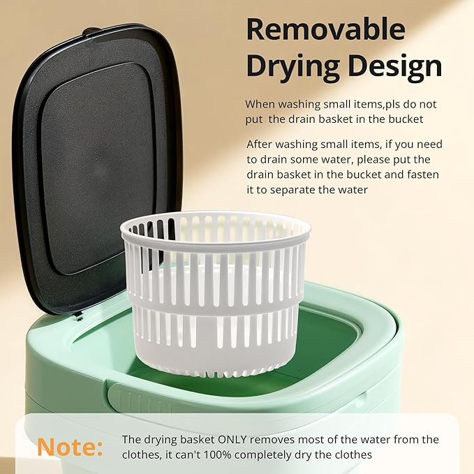 Portable Washing Machine, Mini Washer, 16L Upgraded with Spin Basket Laundry Machine, Foldable Design Ideal for Apartment, Home and Hotel, portable washer 3 Cleaning Modes Suitable for Small Clothes