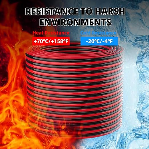 NAOEVO 20 Gauge Wire 300FT, 2 Conductors Electrical Wire Red Black Cable, Flexible/Low Voltage/PVC 20 AWG Copper Clad Aluminum Extension Cord for Speaker, LED Strips, Automotive 12V/24V DC