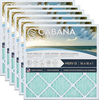 Cabana Filters 6-Pack 16x16x1 MERV 13 AC Furnace Air Filter for Home and Office - Indoor HVAC System Filtration Replacement, Captures Unwanted Particles