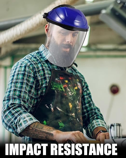 8 Pack Safety Face Shield for Grinding and Cutting, Full Impact Resistant Face Shield Mask for Work Chemical Woodworking (Blue)