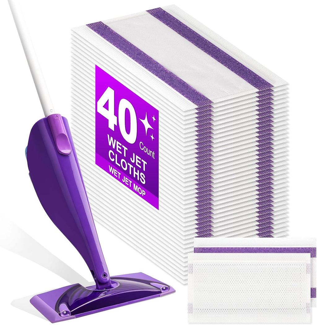 40 Count Disposable Wet Pads Refill for Wet Jet Spray Mop, Wet Jet Pads Refills for Multi Surface, Disposable Wet Jet Hardwood Floor for Wet Pads Refill, Thickness & Absorbent