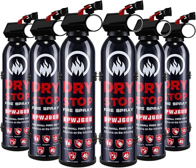 6PCS Fire Extinguisher for Home - Dry Stop Fire Extinguisher Spray, 600g Dry Chemical Fire Extinguisher for Kitchen, Car & Home | Portable, Fights Grease, Electrical & Vehicle Fires