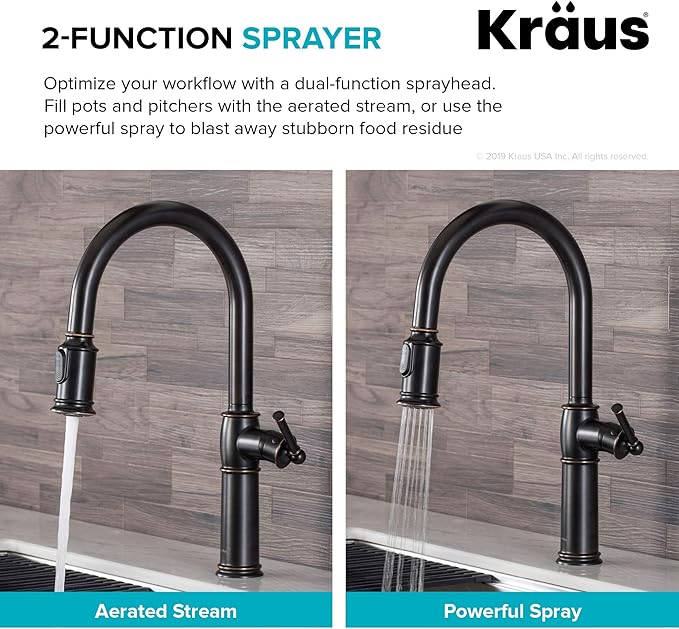 KRAUS KPF-1682ORB Sellette Single Handle Pull-Down Kitchen Faucet, Oil Rubbed Bronze