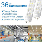 T8 LED Bulbs 4 Foot, 12 Pack 36W 4680LM 5000K Daylight White Type B 4FT LED Tube Lights, T8 T10 T12 Fluorescent Replacement Bulbs, Ballast Bypass, V-Shaped, Double Ended Power, Clear Cover