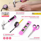 125 PCS Pink Household Tool Set, Pink Ladies Basic House DIY Toolkit Set for Home Garage Office College Dormitory Use, Hand Tool Kits for Women