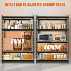 BIG RED Storage Shelving Unit, 5-Tier Adjustable, Heavy Duty Metal Garage Shelves/Utility Rack for Kitchen, Pantry, Basement, Bathroom, Laundry - 3,000lb Capacity, Black, 72" H x 48" W x 24" D