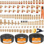 CheeMuii 112 PCS Brass DOT Air Line Fittings with 3 Roll 100FT 1/4" 3/8" 1/2" DOT Air Lines Kit Push Lock Air Fitting Quick Connect Air Fittings with Air Hose Pneumatic Tubing