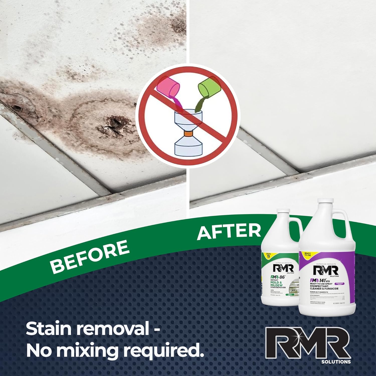RMR Brands DIY Mold Remover Bundle - Complete Mold Killer & Stain Remover Bundle - Mold and Mildew Prevention Kit, Disinfectant Spray, Includes 2-1 Gallon Bottles