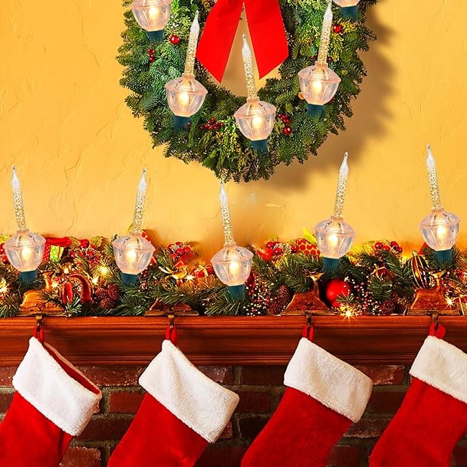 4 Pack Christmas Bubble Light Replacement Bulbs, Clear Vintage Christmas Bubble Light Night Light Bulbs with Gold Glitter Liquid for Home Wall Decorations, E12 Candelabra Base, 5W