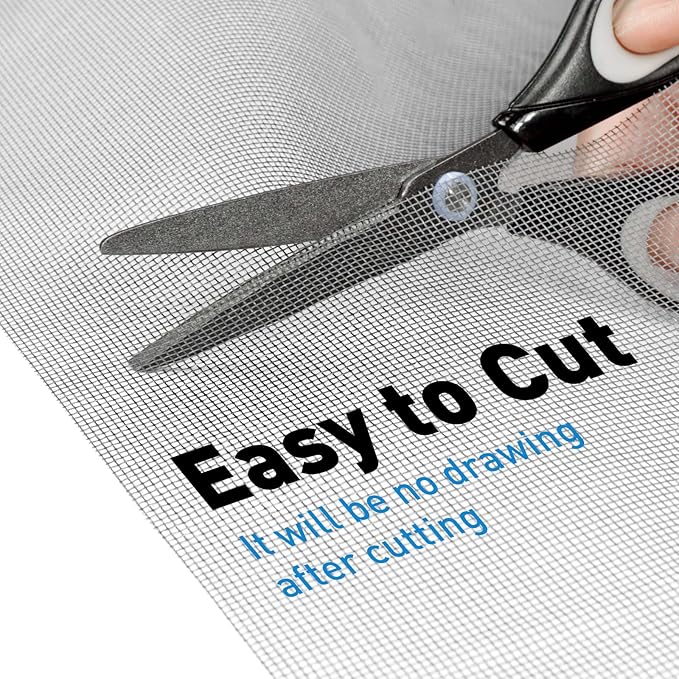 Window Screen Replacement Kit, 48"W × 99"L Durable Polyester Adjustable Screen Mesh with Retainer Spline (32ft) for DIY Project Window Screen Door Screen Replacement & Repair, Grey