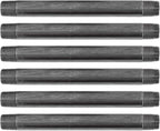 PIPE DÉCOR 1/2” x 8” Malleable Cast Iron Pipe Nipple, Pre Cut Connectors, Industrial Steel Grey Fits Standard Half Inch Black Threaded Pipes Nipples and Fittings, Build Vintage DIY Furniture, 6 Pack