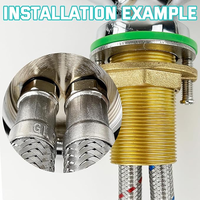 24" Length Bathroom Kitchen Faucet Connector Water Supply Line, Durable Braided Steel Hot and Cold Water Lines Faucet Hose 3/8" female compression thread x M10 male connector