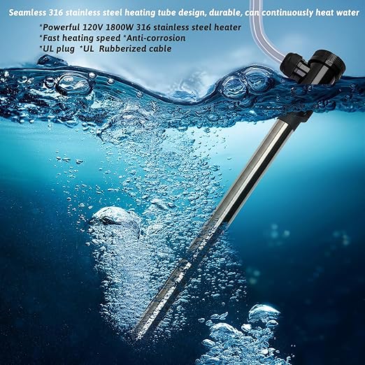 1800W Submersible Water Heater Portable Electric Hot Tub and Pool Immersion Water Heater with Temp Control, WiFi Timer for Baptistry, Spa, Inflatable Pool, Above Ground Pool and Bathtub