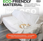 Canvas Drop Cloths 4' x 12', Pack of 6 - Reusable & Eco-Friendly Painters Drop Cloth for Furniture, Surfaces & Floor Protection - 100% Recycled Cotton Canvas Tarp for Home Renovation by IDL Packaging