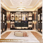 Large Corner Closet System with 3 Sets, 87.2" Closet Organizer System with 4 Drawers & 4 Hanging Rods, Reversible L Shaped Walk-in Closets, Load 2000+LBS, Black (87.2" L x 39.2" W x 80" H)