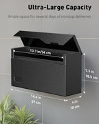 Uniclife Wall Mount Mailbox for Outside, Large Metal Mail Box for Home, Heavy Duty Modern Post Box Letters Drop Box for Outdoor Office (No Lock)