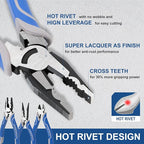 COMOWARE 7Pcs Pliers Tool Set, Mechanic Pliers with Rolling Pouch, including Groove Joint Long Nose Slip Joint Diagonal & Wire Plier for Home DIY Craft Projects Basic Repairs