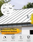 Polyurethane Waterproof Coating, 1 Gallon, White Waterproof Sealant for Roof, Concrete, Wall, Multi-Surface Leak Repair Coating, Durable Water-Based Rubber Sealant Indoor & Outdoor