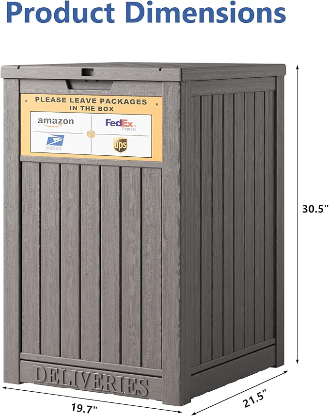 Upgrade 48 Gallon Package Delivery Box for Porch with Sign, Outdoor Storage with Lockable Secure, Large Double Wall Resin Outdoor Package Delivery and Waterproof