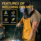 TOOLIOM Welding Helmet Solar Power Auto Darkening Welding Mask Adjustable Shade Range 4/9-13 for MIG TIG Stick Welder Mask Blue Eagle