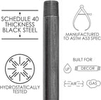 PIPE DÉCOR 1/2” x 9” Malleable Cast Iron Pipe Nipple, Pre-Cut Connectors, Industrial Steel Grey Fits Standard Half Inch Black Threaded Pipes Nipples and Fittings, Build Vintage DIY Furniture, 6 Pack