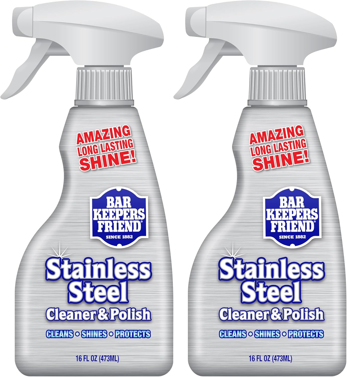 Bar Keepers Friend Stainless Steel Cleaner and Polish Spray (2 x 16 oz) Removes Oily Fingerprints, Hard Water Stains, Grime & Food Debris without Scratching or Dulling Appliances & Surfaces