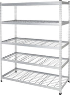 Amazon Basics 4000IBS Heavy Duty Adjustable Storage Shelving Unit, 5 Shelf, High-Grade Aluminum, Silver, 60 x 24 x 78 Inch