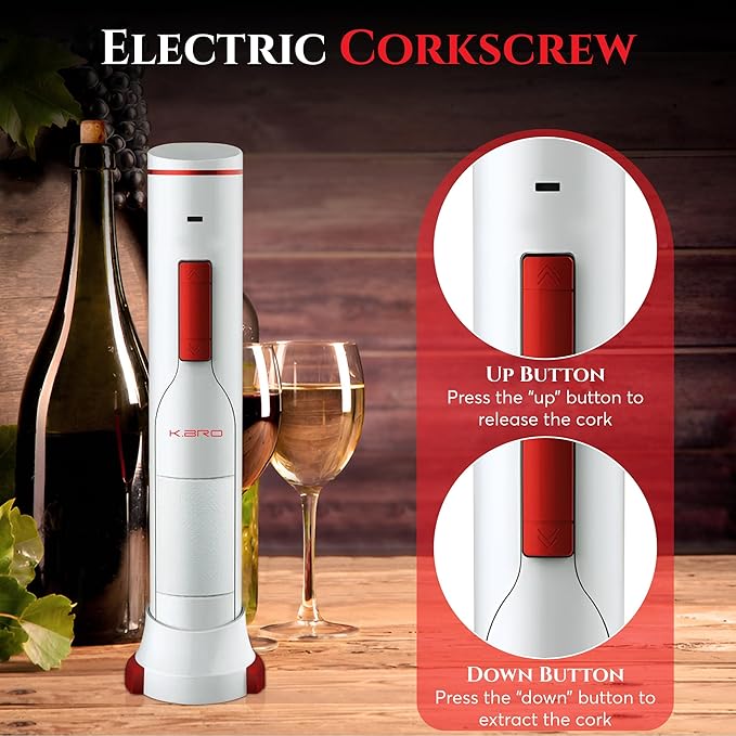 Rechargeable Electric Wine Opener | Electric Corkscrew Wine Bottle Opener With Foil Cutter | Gift for Wine Lovers (white)