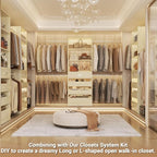 Aheaplus Closet System Set of 2, 4-9Ft Wood Closet Organizer with Drawers & Shelves, Closet Organizer System with 8 Hanging Rods, Walk-in Closets Organizer Wardrobe Closet Rack, White Oak