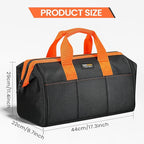 Wide Mouth Tool Bag, Heavy Duty Tool Bags for Men, 12-Pocket Portable Empty Tool Box Organizer Storage for Mechanic, Electrician, 17.3 inch, 600D Oxford, Orange