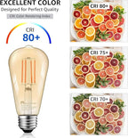 MASTERY MART 60 Pack Dimmable Vintage E26 LED Light Bulb, 2200K Warm White 5.5W (60 Watt Equivalent), Glass ST21 Antique Edison Style, 500LM, Decorative Filament Bulb, UL and Energy Star