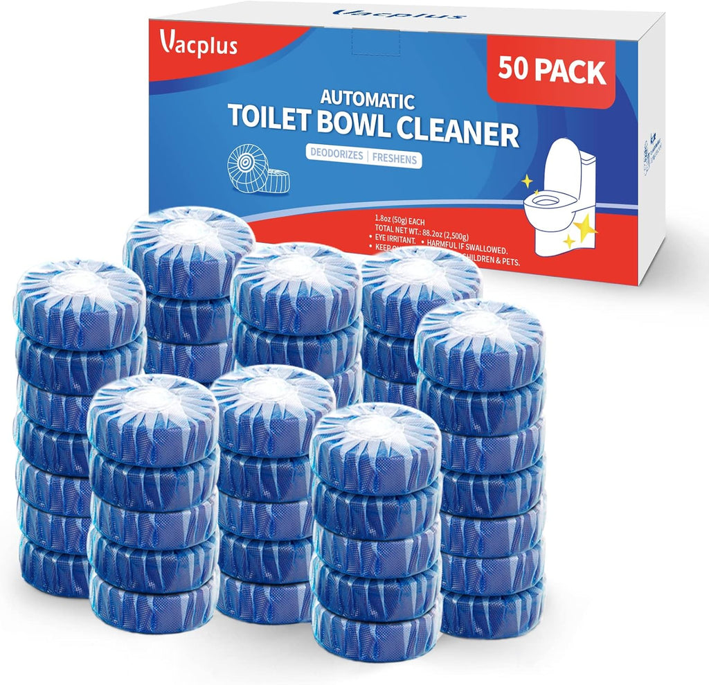 Vacplus Automatic Toilet Bowl Cleaner Tablets, Bathroom Toilet Tank Cleaner (50 PACK), VA-T165