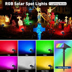 Solar Color Changing RGB Spot Lights Outdoor, 10 Pack/7 Lighting Modes Multicolor Outdoor Lights for Yard Waterproof IP68, Halloween Christmas Solar Landscape Powered Lights Garden Pathway