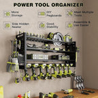 Power Tool Organizer Wall Mount,Cordless Drill Organizer,4 Layers Large Capacity Tool Rack with 8 Drill Holders (BLACK)