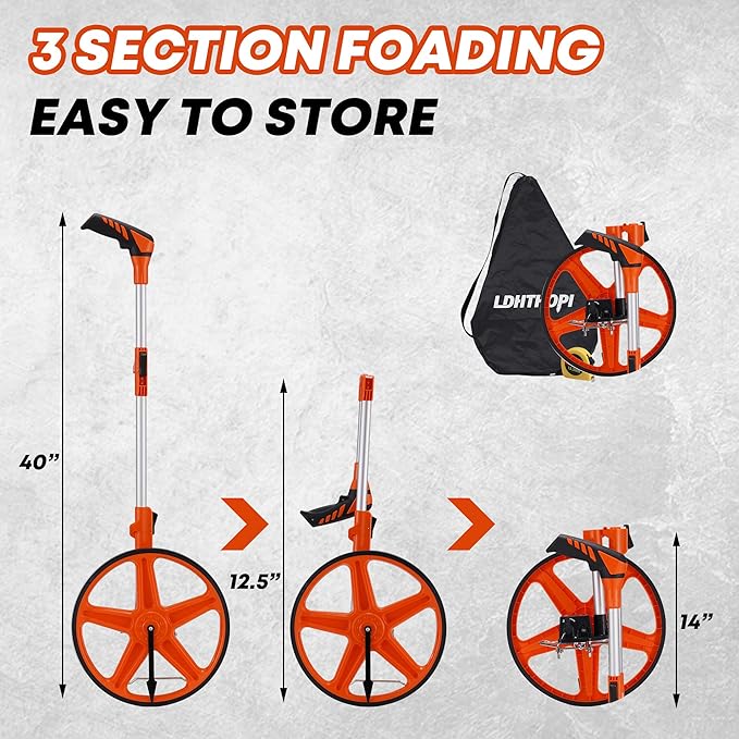 SILVEL 12 Inch Measuring Wheel, MAX9999FT Measuring Wheel in Feet and Inches, One key to Zero Rolling Tape Measuring Wheels, Orange