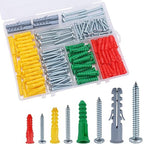 208PCS Drywall Anchors and Screws Assortment Kit, Wall Anchors and Screws Kit, 4 Sizes Plastic Anchors and Matched Phillips Pan Head Screws