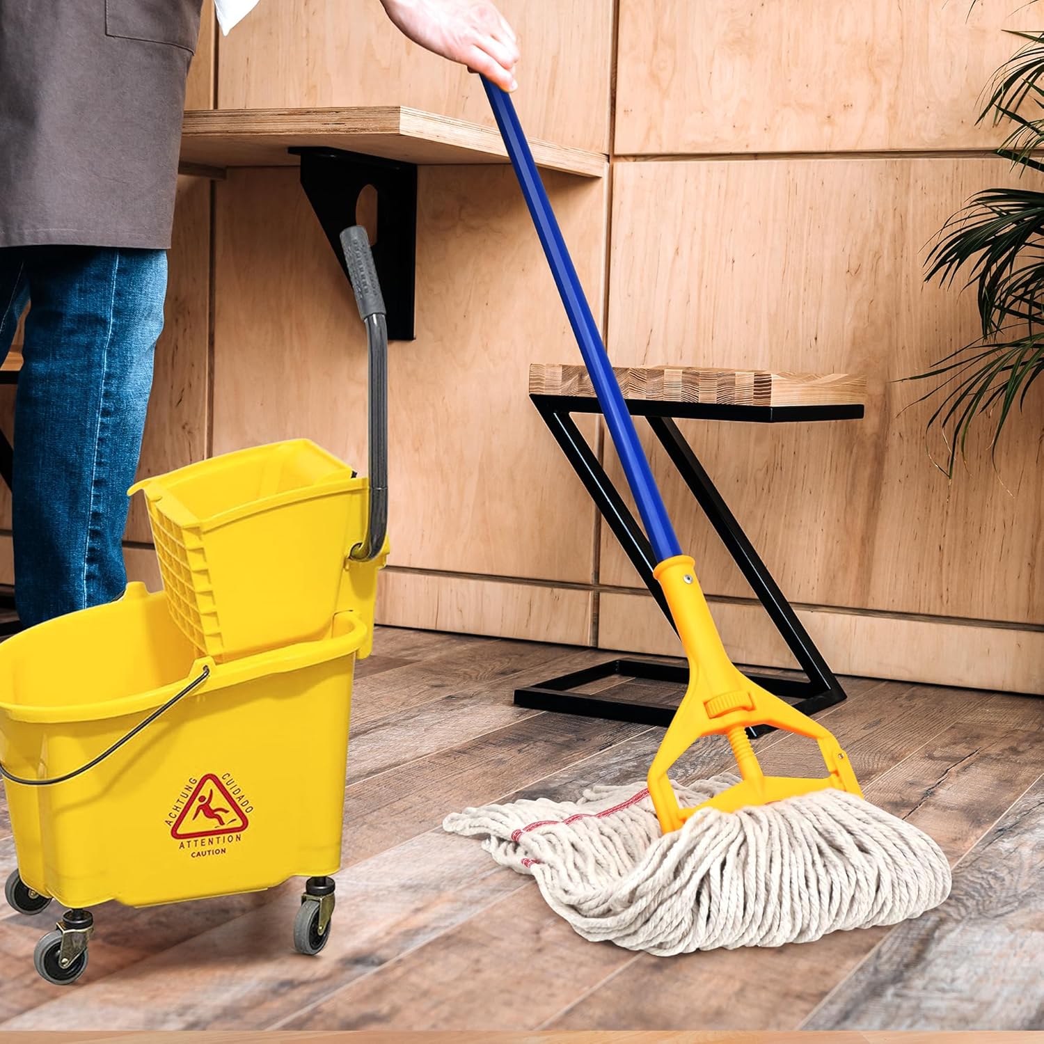 Matthew Cleaning Pack of 12 Heavy Duty Commercial White Mop Head Replacement for General and Floor Cleaning,Wet Industrial Blend Cotton Looped End String Head Refill