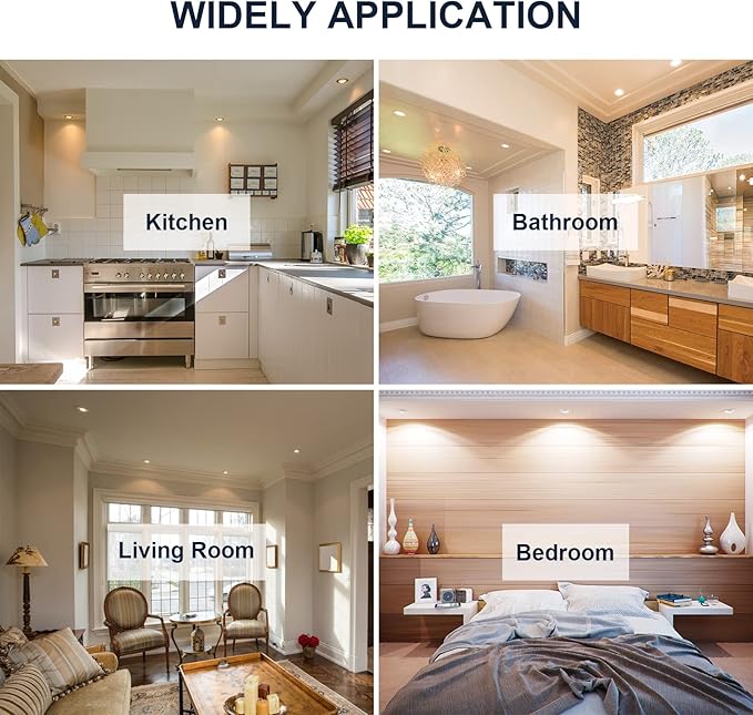 Sublimation 8 Packs 3 Inch led recessed Light,Waterproof recessed Lights for Shower，Ultra-Thin 10w with Junction Box,3 Colors Adjustable,Suitable for Bathroom,Parlor,Bedroom,Kitchen,Balcony