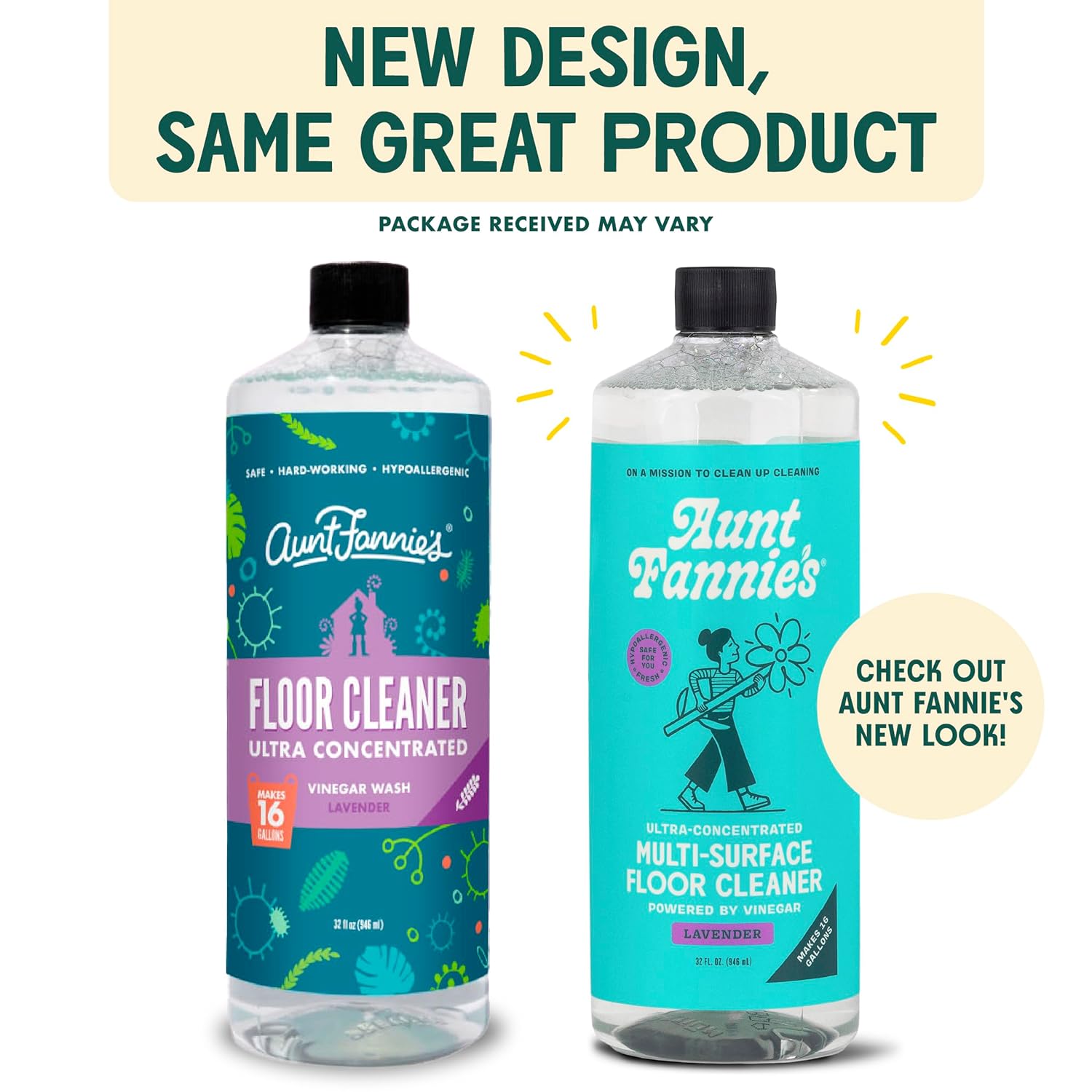 Aunt Fannie's Bundle: Floor Cleaner Vinegar Wash, Lavender + Carpet Refresher, Lavender