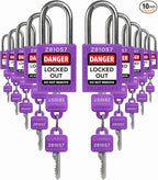 TRADESAFE Lockout Tagout Locks Set - 10 Purple Keyed Alike Padlocks, 2 Keys Per Lock, OSHA Compliant Loto Locks for Lock Out Tag Out Stations, Premium Grade