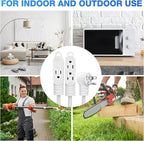 3 Prong Power Extension Cord with Multiple Outlets 10 FT, 16/3 Gauge Multi 3 Outlet Wire, 90 Degree Angled Male Plug, 16 AWG Grounded Wire (13A 125V 1625W), ETL Listed, White Cable with 25 Cable Ties