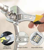 DOWELL Pliers Set: 5-Piece Kit with Groove Joint, Adjustable Wrench, Combination & Long Nose Pliers