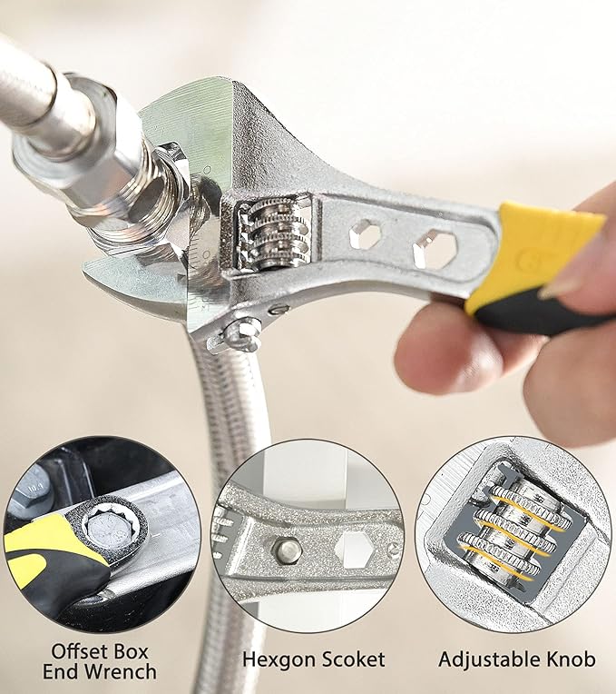 DOWELL 7-Piece Pliers Set - 10-Inch Groove Joint, 8-Inch Adjustable Wrench, Combination, 6-Inch Long Nose, Diagonal Cutting, Screwdrivers - Maintenance Tool Kit With Pouch