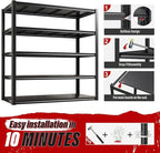 REIBII 48" W Garage Shelving 2500LBS Storage Shelves Adjustable Metal Shelving Heavy Duty Garage Shelves for Warehouse Pantry Basement 48" W x 72" H x 18" D