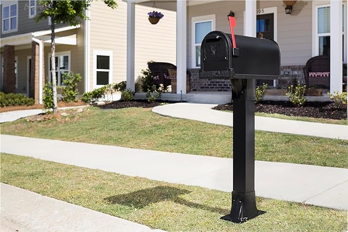 ARCHITECTURAL MAILBOXES Gibraltar Mailboxes Arlington Large Capacity Galvanized Steel Textured Black, Post-Mount Mailbox, AR15B000